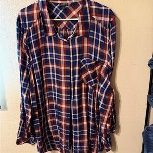 Torrid Red and Blue Checkered Blouse